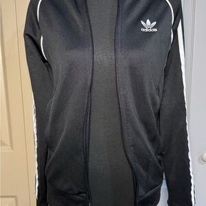 Adidas Women's Black Bomber Jacket with White Accents